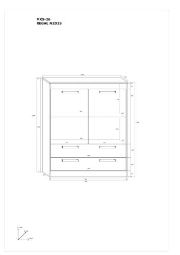 Maximus komód 2 ajtó 2 fiók - Arany tölgy - Fehér tölgy