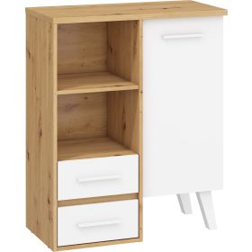   Nordis könyvespolc 1 ajtó 2 fiók - Artisan tölgy - Fehér