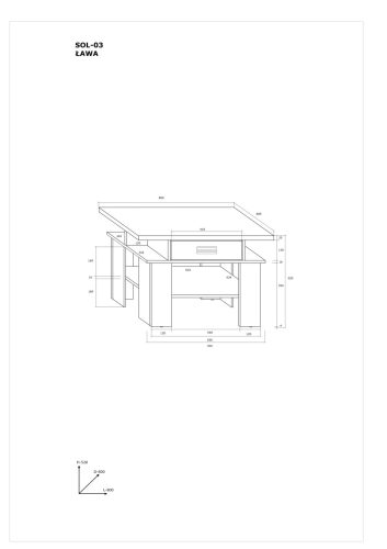 Solo dohányzóasztal 2 fiók - Arany tölgy - Granada barna