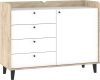 Dolce komód 1 ajtó 4 fiók - Endgrain tölgy - Fényes fehér