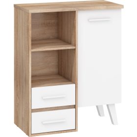   Nordis könyvespolc 1 ajtó 2 fiók - Világos Sonoma tölgy - Fehér