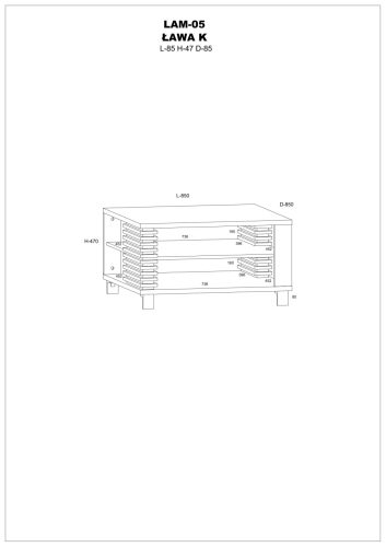 Lamir dohányzóasztal K négyzet alakú - Grange tölgy - Fekete