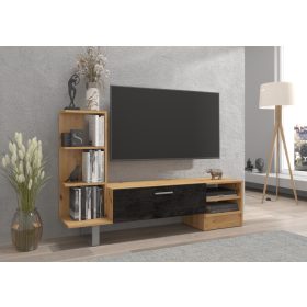 York TV-állvány 1 ajtó - Artisan tölgy - Beton fekete