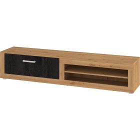 Viki TV-állvány 1 ajtó - Artisan tölgy - Beton fekete