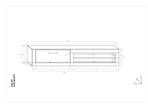 Viki TV-állvány 1 ajtó - Artisan tölgy - Beton fekete