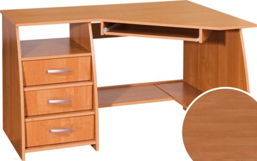 Sevilla sarok számítógépasztal 3 fiók balos - Éger