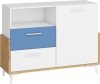 Hey komód 1 ajtó 2 fiók 125W - Artisan tölgy - Fehér - Kék