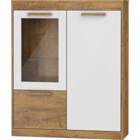   Maximus könyvespolc 2 ajtó 1 üveges ajtó - Burgundy tölgy - Fényes fehér