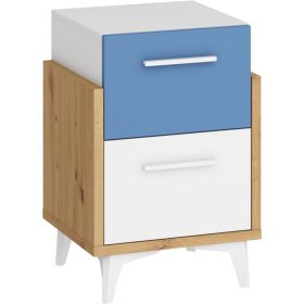   Hey éjjeliszekrény 2 fiók 45 - Artisan tölgy - Fehér - Kék