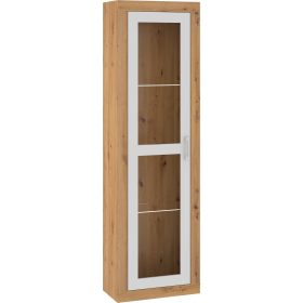 Verin vitrin 1 ajtó - Artisan tölgy - Fehér