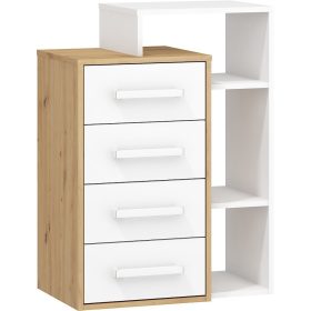 Rio komód 4 fiók jobbos - Artisan tölgy - Fehér