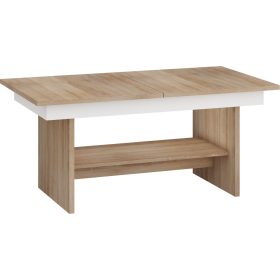   Dallas  emelhető és kihúzható dohányzóasztal - Világos Sonoma tölgy - Fehér