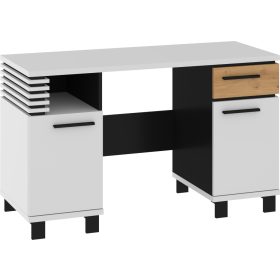   Lamir íróasztal 2 ajtó 1 fiók - Fehér - Artisan tölgy - Fekete