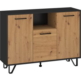 Boss komód 3 ajtó - Fekete - Artisan tölgy