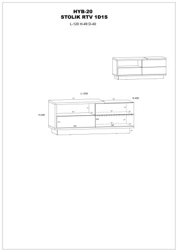 Hybrid TV-állvány 1 ajtó 1 fiók - Artisan tölgy - Fényes fehér