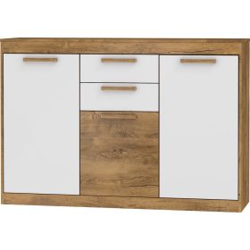   Maximus komód 3 ajtó 2 fiók - Burgundy tölgy - Fényes fehér