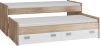 Kitty dupla ágykeret 2 ágyneműtartó fiókkal - Világos Sonoma tölgy - Fehér