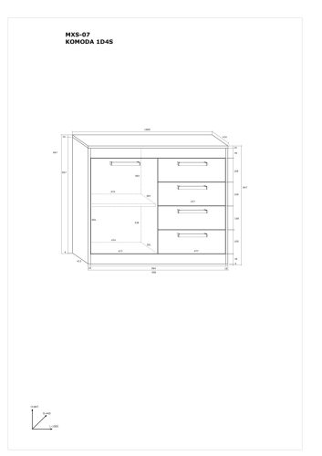 Maximus komód 1 ajtó 4 fiók - Artisan tölgy - Fényes fehér