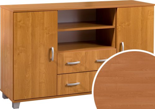 Komód 2 ajtó 2 fiók nyitott polc KN-1442S2DW6 - Éger