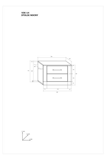 Viki éjjeliszekrény 2 fiók - Artisan tölgy - Beton fekete