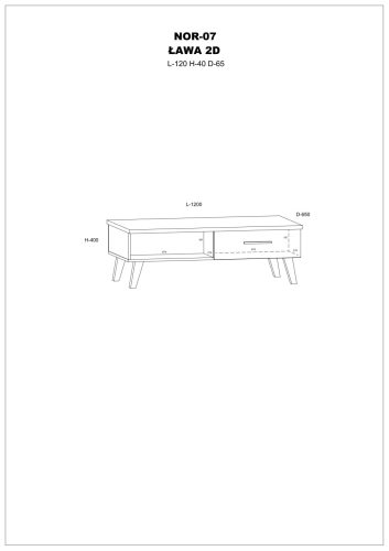 Nordis dohányzóasztal 2 ajtó - Tobacco tölgy - Fehér