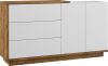 Hybrid komód 2 ajtó 3 fiók - Burgundy tölgy - Fényes fehér