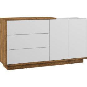   Hybrid komód 2 ajtó 3 fiók - Burgundy tölgy - Fényes fehér