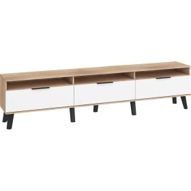   Sven TV-állvány 3 ajtó - Világos Sonoma tölgy - Fényes fehér