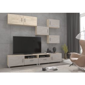 Kuga TV-állvány - Endgrain tölgy - Beton szürke