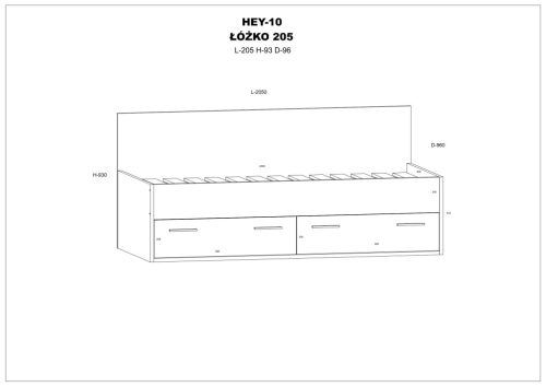 Hey ágykeret 205 - Artisan tölgy - Fehér - Lila