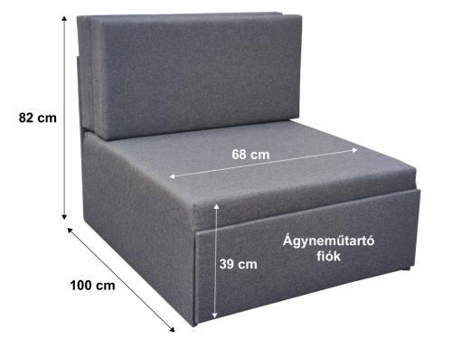 Oregon fotelágy ágyneműtartóval 70 cm - Világosszürke