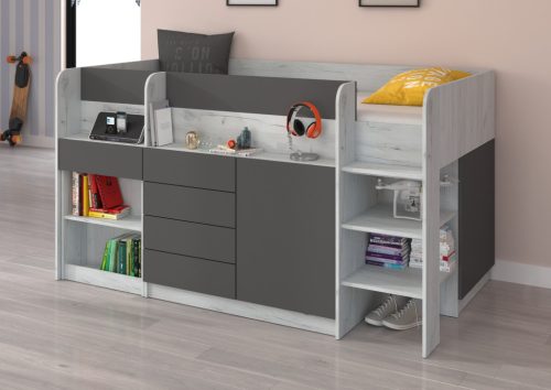 Smile galériaágy jobbos - Fehér tölgy - Szürke