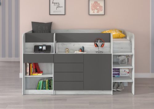 Smile galériaágy jobbos - Fehér tölgy - Szürke