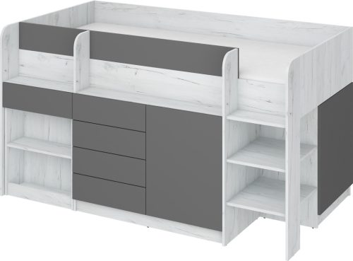 Smile galériaágy jobbos - Fehér tölgy - Szürke