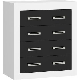 Verin komód 4 fiók - Fehér - Fényes fekete