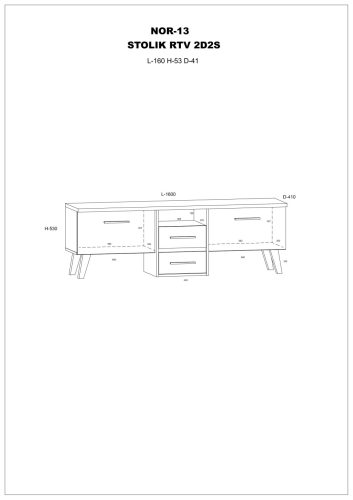 Nordis TV-állvány 2 ajtó 2 fiók - Sötét Sonoma tölgy - Fehér