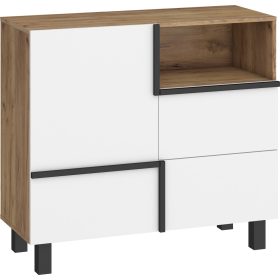 Lars komód 1 ajtó 2 fiók - Arany tölgy - Fehér