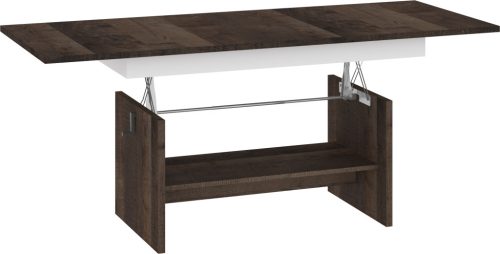 Dallas  emelhető és kihúzható dohányzóasztal - Grange tölgy - Fényes fehér