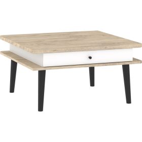   Dolce dohányzóasztal 2 fiók négyzet alakú - Endgrain tölgy - Fényes fehér