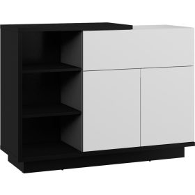 Hybrid komód 2 ajtó 1 fiók - Fekete - Fényes fehér