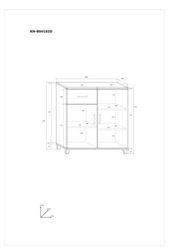 Komód 2 ajtó 1 fiók KN-8041S2D - Arany tölgy