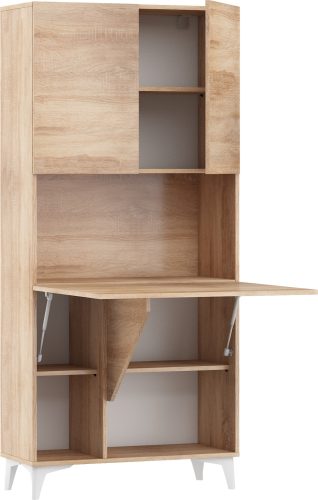 Megan 1 többfunkciós szekrény felhajtható asztallappal 3 ajtó - Világos Sonoma tölgy