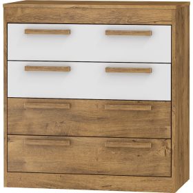 Maximus komód 4 fiók - Burgundy tölgy - Fényes fehér