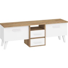 Nordis TV-állvány 2 ajtó 2 fiók - Arany tölgy - Fehér