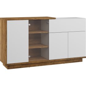   Hybrid komód 3 ajtó 1 fiók 1 üvegajtó - Burgundy tölgy - Fényes fehér