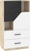 Pax 80 alacsony könyvespolc 2 ajtó 2 fiók - Endgrain tölgy - Fehér - Beton fekete