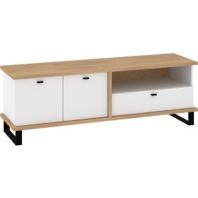 Cross TV-állvány 2 ajtó 1 fiók - Cremona tölgy - Fehér