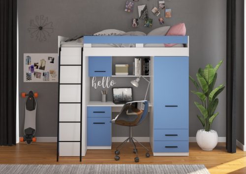 Level galériaágy balos - Fehér - Világos kék