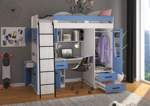 Level galériaágy balos - Fehér - Világos kék