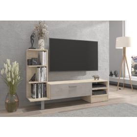 York TV-állvány 1 ajtó - Endgrain tölgy - Beton szürke